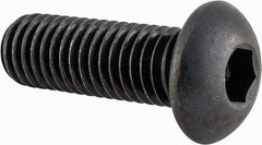 Made in USA - 1/2-13 UNC Hex Socket Drive, Button Screw - Alloy Steel, Black Oxide Finish, Fully Threaded, 1-1/2" Length Under Head - Americas Industrial Supply