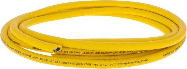 Southwire - 18 AWG, 16 Strand, Yellow Machine Tool Wire - TPE, Abrasion, Chemical, Environmental, Flame, Oil, Ozone, UV and Water Resistant, 10 Ft. Long - Americas Industrial Supply