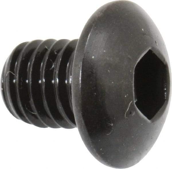Made in USA - #10-32 UNF Hex Socket Drive, Button Screw - Alloy Steel, Black Oxide Finish, Fully Threaded, 1/4" Length Under Head - Americas Industrial Supply
