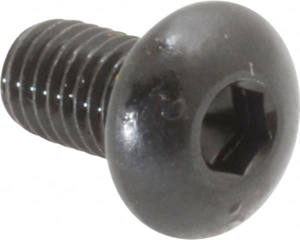 Made in USA - #10-32 UNF Hex Socket Drive, Button Screw - Alloy Steel, Black Oxide Finish, Fully Threaded, 3/8" Length Under Head - Americas Industrial Supply