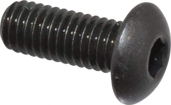 Made in USA - #10-32 UNF Hex Socket Drive, Button Screw - Alloy Steel, Black Oxide Finish, Fully Threaded, 1/2" Length Under Head - Americas Industrial Supply
