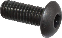 Made in USA - #10-32 UNF Hex Socket Drive, Button Screw - Alloy Steel, Black Oxide Finish, Fully Threaded, 1/2" Length Under Head - Americas Industrial Supply