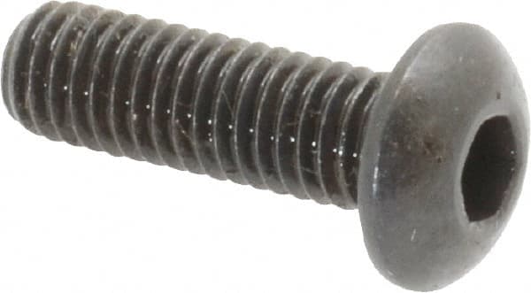 Made in USA - #10-32 UNF Hex Socket Drive, Button Screw - Alloy Steel, Black Oxide Finish, Fully Threaded, 5/8" Length Under Head - Americas Industrial Supply