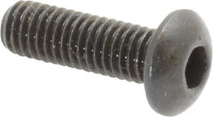 Made in USA - #10-32 UNF Hex Socket Drive, Button Screw - Alloy Steel, Black Oxide Finish, Fully Threaded, 5/8" Length Under Head - Americas Industrial Supply