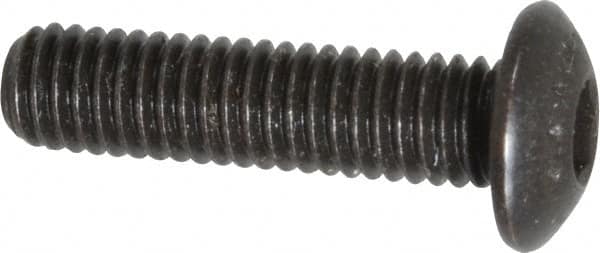 Made in USA - #10-32 UNF Hex Socket Drive, Button Screw - Alloy Steel, Black Oxide Finish, Fully Threaded, 3/4" Length Under Head - Americas Industrial Supply
