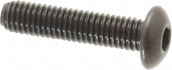 Made in USA - #10-32 UNF Hex Socket Drive, Button Screw - Alloy Steel, Black Oxide Finish, Fully Threaded, 7/8" Length Under Head - Americas Industrial Supply