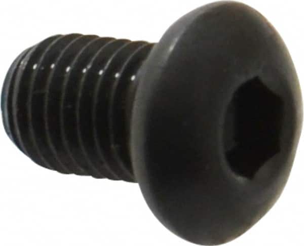 Made in USA - 1/4-28 UNF Hex Socket Drive, Button Screw - Alloy Steel, Black Oxide Finish, Fully Threaded, 3/8" Length Under Head - Americas Industrial Supply