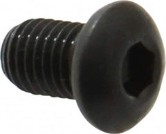 Made in USA - 1/4-28 UNF Hex Socket Drive, Button Screw - Alloy Steel, Black Oxide Finish, Fully Threaded, 3/8" Length Under Head - Americas Industrial Supply