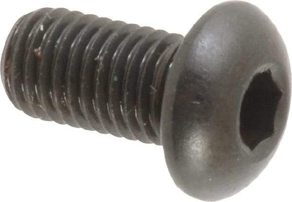 Made in USA - 1/4-28 UNF Hex Socket Drive, Button Screw - Alloy Steel, Black Oxide Finish, Fully Threaded, 1/2" Length Under Head - Americas Industrial Supply