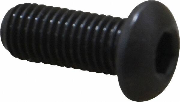 Made in USA - 1/4-28 UNF Hex Socket Drive, Button Screw - Alloy Steel, Black Oxide Finish, Fully Threaded, 5/8" Length Under Head - Americas Industrial Supply