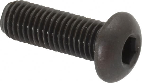 Made in USA - 1/4-28 UNF Hex Socket Drive, Button Screw - Alloy Steel, Black Oxide Finish, Fully Threaded, 3/4" Length Under Head - Americas Industrial Supply