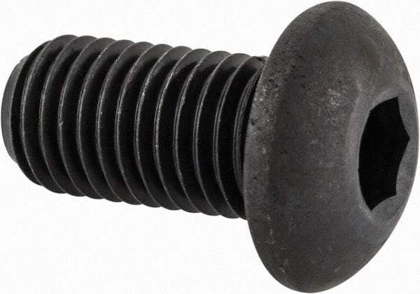 Made in USA - 5/16-24 UNF Hex Socket Drive, Button Screw - Alloy Steel, Black Oxide Finish, Fully Threaded, 5/8" Length Under Head - Americas Industrial Supply