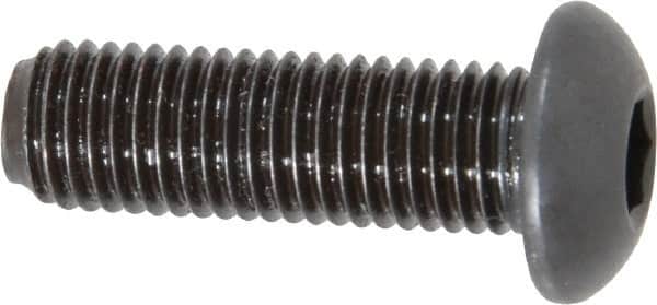 Made in USA - 5/16-24 UNF Hex Socket Drive, Button Screw - Alloy Steel, Black Oxide Finish, Fully Threaded, 1" Length Under Head - Americas Industrial Supply