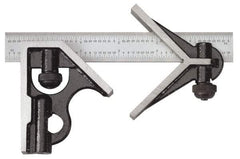 SPI - 3 Piece, 6" Combination Square Set - 1/16, 1/32, 1/64 & 1/8" (4R) Graduation, Hardened Steel Blade, Cast Iron Center & Square Head - Americas Industrial Supply