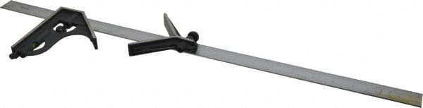 SPI - 3 Piece, 24" Combination Square Set - 1/100, 1/32, 1/50 & 1/64" (16R) Graduation, Hardened Steel Blade, Cast Iron Center & Square Head - Americas Industrial Supply