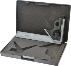 SPI - 2 Piece, 6" Combination Square Set - 1/16, 1/32, 1/64 & 1/8" (4R) Graduation, Hardened Steel Blade, Cast Iron Square Head - Americas Industrial Supply