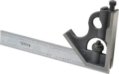 SPI - 2 Piece, 6" Combination Square Set - 1/32 & 1/64" (English/Metric) Graduation, Hardened Steel Blade, Cast Iron Square Head - Americas Industrial Supply