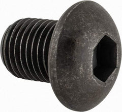 Made in USA - 3/8-24 UNF Hex Socket Drive, Button Screw - Alloy Steel, Black Oxide Finish, Fully Threaded, 1/2" Length Under Head - Americas Industrial Supply