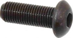 Made in USA - 3/8-24 UNF Hex Socket Drive, Button Screw - Alloy Steel, Black Oxide Finish, Fully Threaded, 1" Length Under Head - Americas Industrial Supply