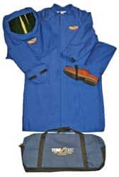 Stanco Safety Products - Size M, 4 HRC, 7 oz Arc Flash Clothing Kit - 45 cal per Sq cm, Hard Cap & Hood Protection, 15" Leggings & 50" Coat, Includes Gear Bag - Americas Industrial Supply