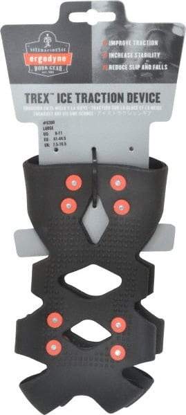 Ergodyne - Size 8-11, (Women's Size 9.5-12.5) Strap-On Cleat - Steel Studs Traction, Black - Americas Industrial Supply