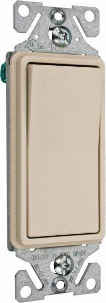 Cooper Wiring Devices - 1 Pole, 120 to 277 VAC, 15 Amp, Commercial Grade, Rocker, Wall and Dimmer Light Switch - 1.44 Inch Wide x 4.19 Inch High, Fluorescent - Americas Industrial Supply