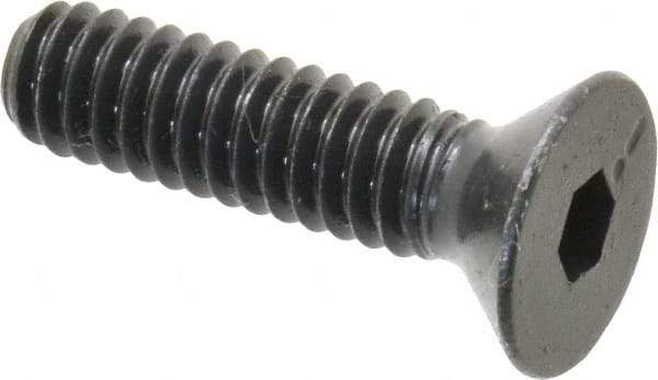 Made in USA - 1/4-20 UNC Hex Socket Drive, 82° Flat Screw - Alloy Steel, Black Oxide Finish, Fully Threaded, 1" OAL - Americas Industrial Supply