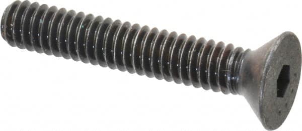 Made in USA - 1/4-20 UNC Hex Socket Drive, 82° Flat Screw - Alloy Steel, Black Oxide Finish, Fully Threaded, 1-1/2" OAL - Americas Industrial Supply