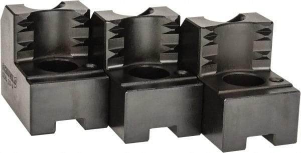 Schunk - 8" Max Chuck Diam Compatibility, Steel 1.5mm x 60° Serrated Hard Lathe Top Jaws - 14mm Groove Width, 40mm Wide x 2-5/64" High - Americas Industrial Supply