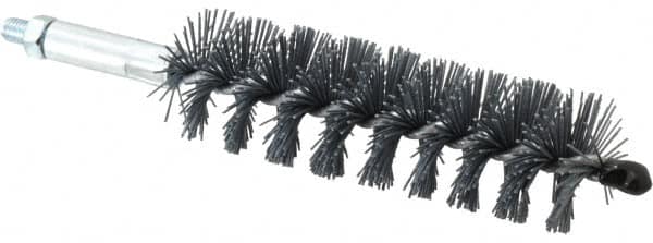 Schaefer Brush - 4" Brush Length, 1-1/4" Diam, Single Stem, Single Spiral Tube Brush - 6-1/4" Long, Silicone Carbide Impregnated Nylon, 1/4-28 Male Connection - Americas Industrial Supply