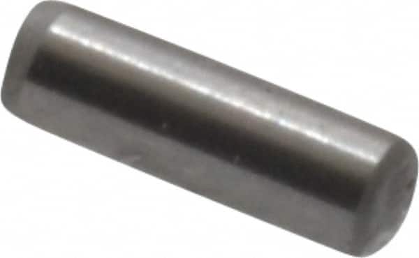 Made in USA - 1/16" Diam x 3/16" Pin Length Grade 8 Alloy Steel Standard Dowel Pin - Bright Finish, 1 Beveled & 1 Rounded End - Americas Industrial Supply