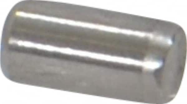 Made in USA - 3/32" Diam x 3/16" Pin Length Grade 8 Alloy Steel Standard Dowel Pin - Bright Finish, 1 Beveled & 1 Rounded End - Americas Industrial Supply