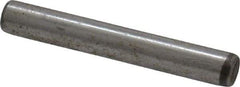Made in USA - 1/8" Diam x 7/8" Pin Length Grade 8 Alloy Steel Standard Dowel Pin - Bright Finish, C 47-58 & C 60 (Surface) Hardness, 1,840 Lb (Single Shear), 3,680 Lb (Double Shear) Breaking Strength, 1 Beveled & 1 Rounded End - Americas Industrial Supply