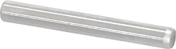 Made in USA - 1/8" Diam x 1" Pin Length Grade 8 Alloy Steel Standard Dowel Pin - Bright Finish, C 47-58 & C 60 (Surface) Hardness, 1,840 Lb (Single Shear), 3,680 Lb (Double Shear) Breaking Strength, 1 Beveled & 1 Rounded End - Americas Industrial Supply