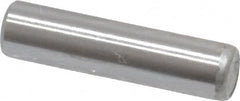 Made in USA - 3/16" Diam x 3/4" Pin Length Grade 8 Alloy Steel Standard Dowel Pin - Bright Finish, C 47-58 & C 60 (Surface) Hardness, 4,150 Lb (Single Shear), 8,300 Lb (Double Shear) Breaking Strength, 1 Beveled & 1 Rounded End - Americas Industrial Supply