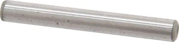 Made in USA - 3/16" Diam x 1-1/2" Pin Length Grade 8 Alloy Steel Standard Dowel Pin - Bright Finish, C 47-58 & C 60 (Surface) Hardness, 4,150 Lb (Single Shear), 8,300 Lb (Double Shear) Breaking Strength, 1 Beveled & 1 Rounded End - Americas Industrial Supply