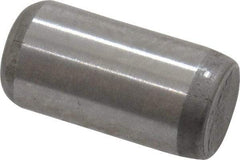 Made in USA - 1/4" Diam x 1/2" Pin Length Grade 8 Alloy Steel Standard Dowel Pin - Bright Finish, C 47-58 & C 60 (Surface) Hardness, 14,720 Lb (Double Shear), 7,360 Lb (Single Shear) Breaking Strength, 1 Beveled & 1 Rounded End - Americas Industrial Supply
