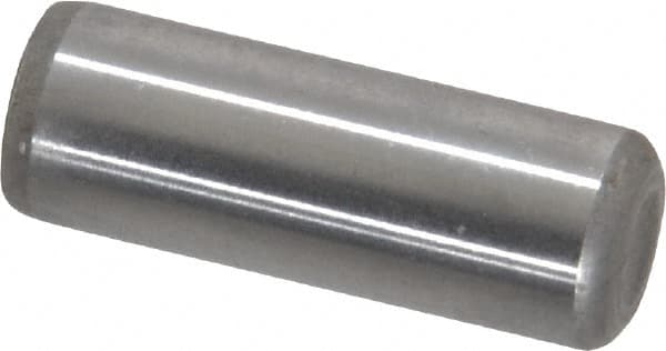 Made in USA - 5/16" Diam x 7/8" Pin Length Grade 8 Alloy Steel Standard Dowel Pin - Bright Finish, C 47-58 & C 60 (Surface) Hardness, 11,500 Lb (Single Shear), 23,000 Lb (Double Shear) Breaking Strength, 1 Beveled & 1 Rounded End - Americas Industrial Supply