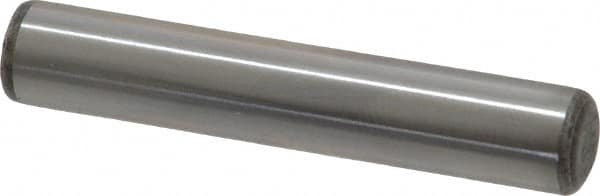 Made in USA - 5/16" Diam x 1-3/4" Pin Length Grade 8 Alloy Steel Standard Dowel Pin - Bright Finish, C 47-58 & C 60 (Surface) Hardness, 11,500 Lb (Single Shear), 23,000 Lb (Double Shear) Breaking Strength, 1 Beveled & 1 Rounded End - Americas Industrial Supply