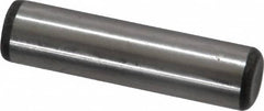 Made in USA - 3/8" Diam x 1-1/2" Pin Length Grade 8 Alloy Steel Standard Dowel Pin - Bright Finish, C 47-58 & C 60 (Surface) Hardness, 16,550 Lb (Single Shear), 33,100 Lb (Double Shear) Breaking Strength, 1 Beveled & 1 Rounded End - Americas Industrial Supply