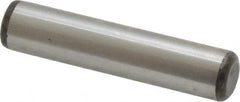 Made in USA - 3/8" Diam x 1-3/4" Pin Length Grade 8 Alloy Steel Standard Dowel Pin - Bright Finish, C 47-58 & C 60 (Surface) Hardness, 16,550 Lb (Single Shear), 33,100 Lb (Double Shear) Breaking Strength, 1 Beveled & 1 Rounded End - Americas Industrial Supply