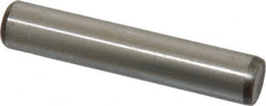 Made in USA - 3/8" Diam x 2" Pin Length Grade 8 Alloy Steel Standard Dowel Pin - Bright Finish, C 47-58 & C 60 (Surface) Hardness, 16,550 Lb (Single Shear), 33,100 Lb (Double Shear) Breaking Strength, 1 Beveled & 1 Rounded End - Americas Industrial Supply