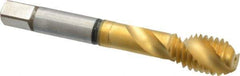 Guhring - 1/2-13 UNC 2 Flute 2B Modified Bottoming Spiral Flute Tap - Cobalt, TiN Finish, 3.381" OAL, Right Hand Flute, Right Hand Thread, Series 3934 - Americas Industrial Supply