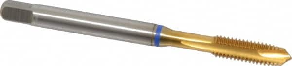 Guhring - #10-32 UNF, 3 Flute, TiN Finish, Powdered Metal Spiral Point Tap - Plug Chamfer, Right Hand Thread, 2.382" OAL, 0.551" Thread Length, 0.194" Shank Diam, 2B Class of Fit, Series 3908 - Exact Industrial Supply