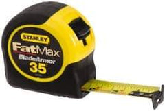 Stanley - 35' x 1-1/4" Yellow Blade Tape Measure - 1/16" Graduation, Inch Graduation Style, Yellow/Black Case - Americas Industrial Supply
