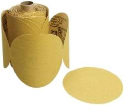 3M - 6" Diam, 100 Grit FEPA, Aluminum Oxide Adhesive PSA Disc - Fine Grade, Gold, C Weighted Backing, Flexible, 12,000 Max RPM, Use with Random Orbital Sanders - Americas Industrial Supply