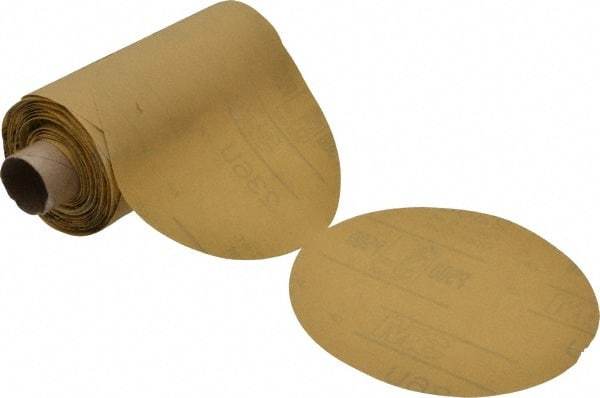 3M - 5" Diam, 500 Grit Aluminum Oxide Adhesive PSA Disc - Extra Fine Grade, Yellow, C Weighted Backing, Flexible, Use with Random Orbital Sanders - Americas Industrial Supply