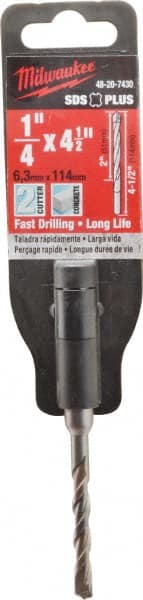 Milwaukee Tool - 1/4" Diam, SDS-Plus Shank, Carbide-Tipped Rotary & Hammer Drill Bit - Americas Industrial Supply