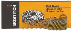 Stanley Bostitch - 0.092" Shank Diam 2" Long Siding Nails for Power Nailers - Steel, Galvanized Finish, Ring Shank, Coil Wire Collation, Blunt Diamond Point - Americas Industrial Supply