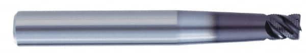 Kennametal - 1/4" Diam, 1/4" LOC, 4 Flute Solid Carbide 0.03" Corner Radius Roughing End Mill - AlTiN Finish, 4" OAL, 3/8" Shank Diam, Single End, Centercutting, 45° Helix - Americas Industrial Supply
